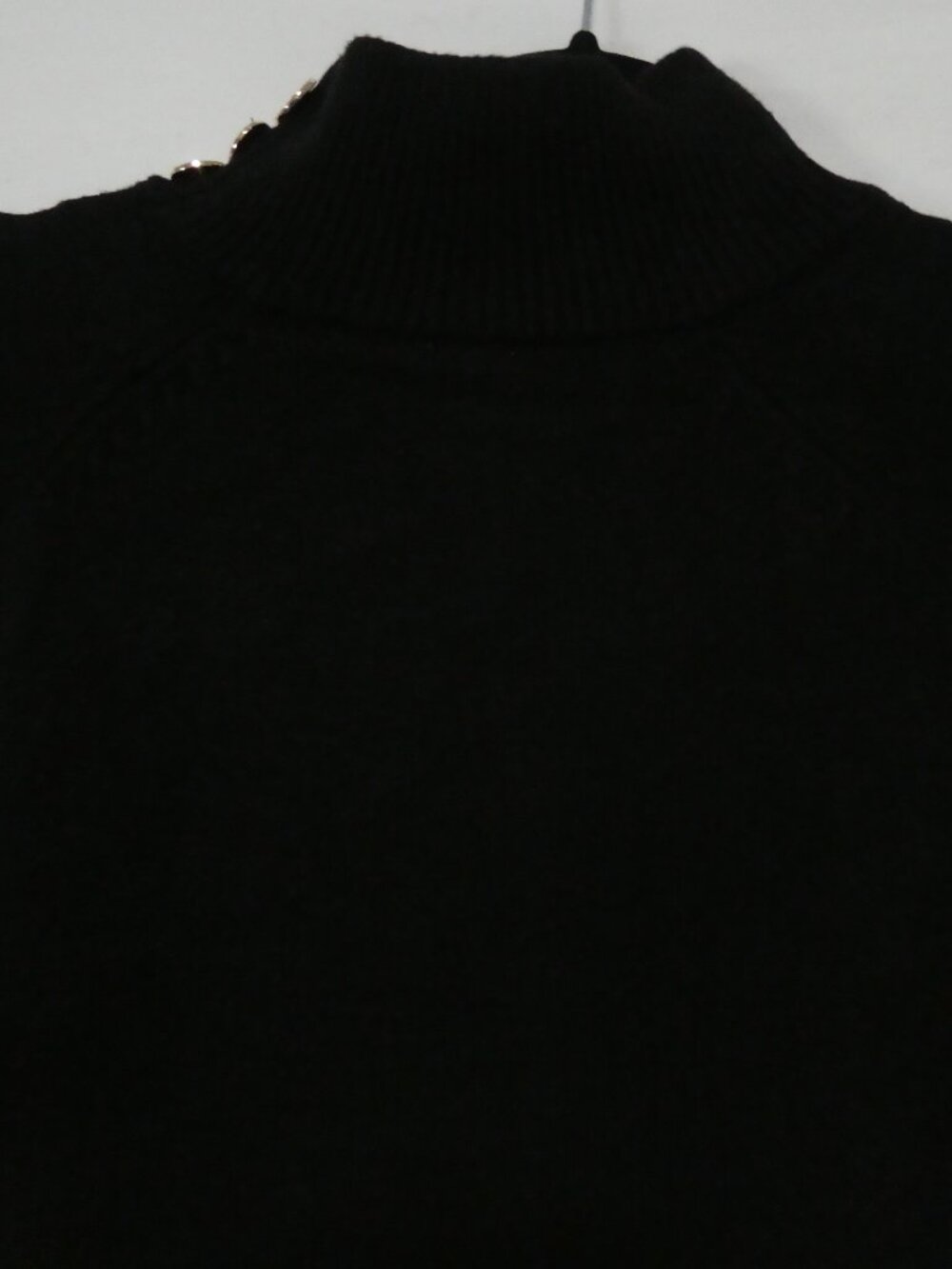 TRISTAN Long Mock Neck Sweater Dress Button Detail - Black and White - Medium - Picture 11 of 16